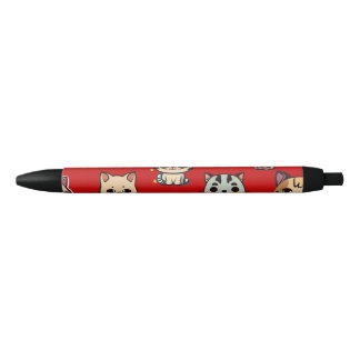 Purr-fectly Adorable: Dark Red Cat pattern Pen