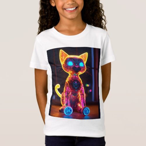 Purr_fectly Adorable Girls T_Shirt with Cute Ca