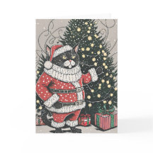 Purr-fectly Grumpy Christmas Cat Greeting Card