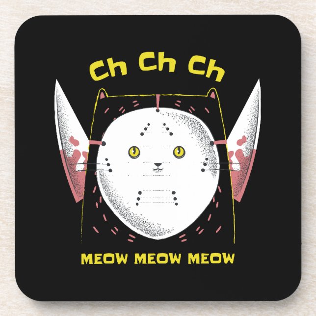 Purr-fectly Horrifying Kitty Beverage Coaster (Front)