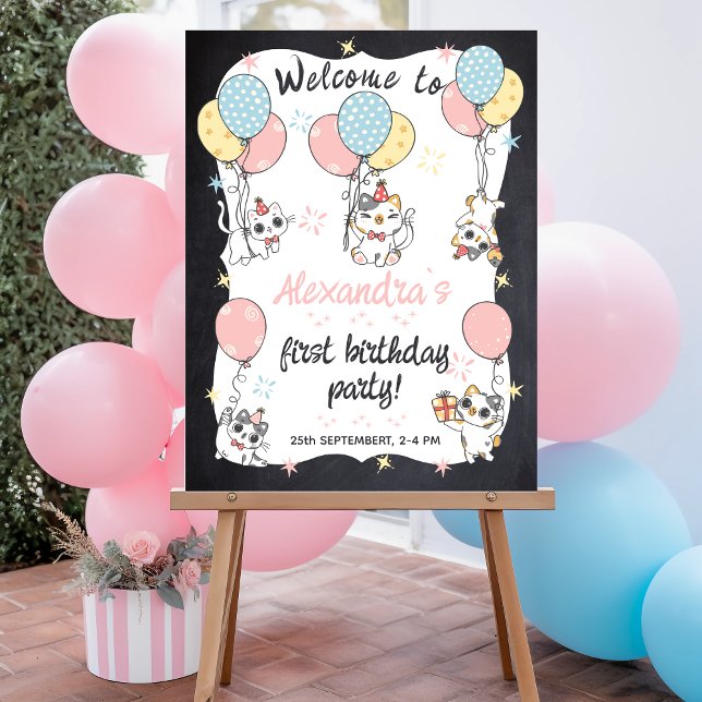 Purr-fectly One: Cat Theme 1st Birthday Party Foam Board (Creator Uploaded)