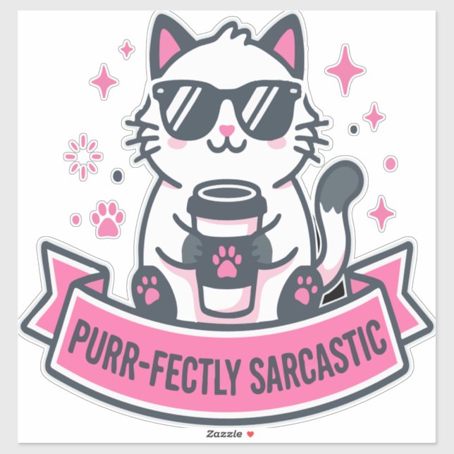 Purr-fectly Sarcastic White Cat Sticker (Sheet)
