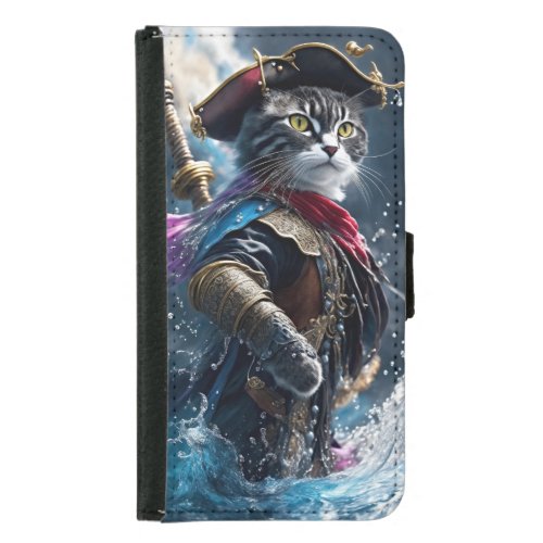 Purr_fectly Unique Monocolor Cat Pirate Samsung Galaxy S5 Wallet Case
