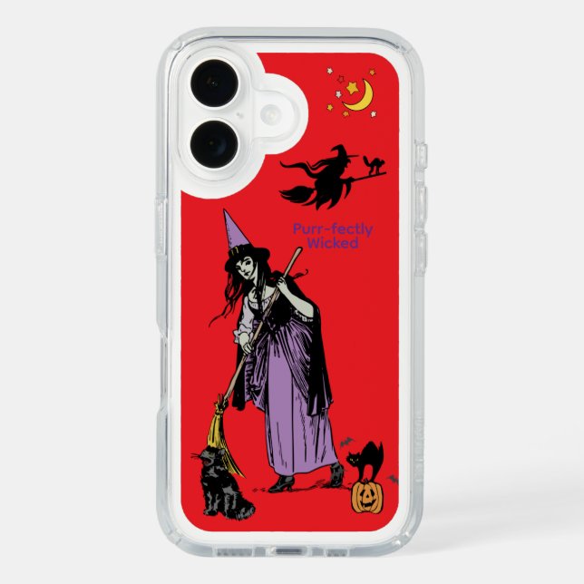 Purr-fectly Wicked Witches and Cats Red Speck Case (Front)