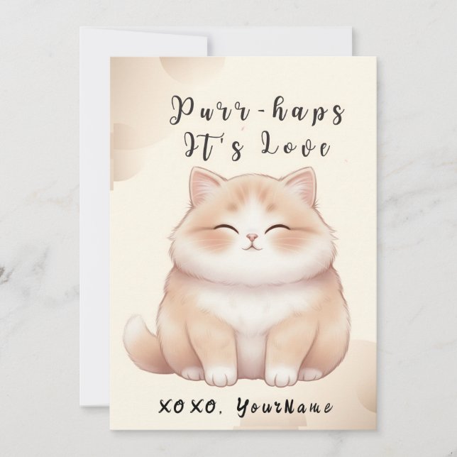 Purr-haps It’s Love Cute Cat Valentine Card (Front)