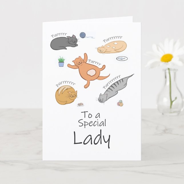 Purr-ific Cat Birthday Card for Her                (Small Plant)