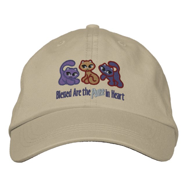 Purr in Heart Embroidered Baseball Hat (Front)