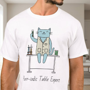 Purr-iodic Table Expert Funny Science Cat Cartoon T-Shirt