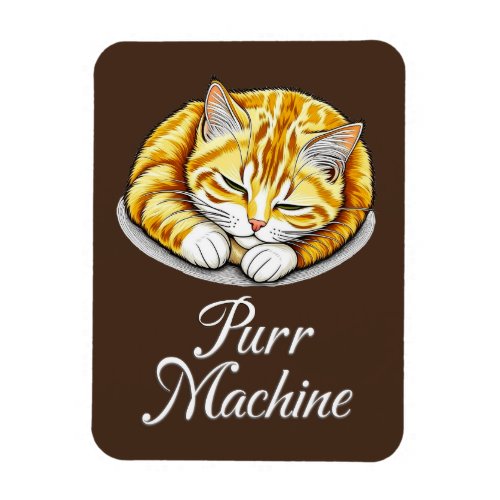 Purr Machine Cute Sleeping Ginger Cat  Magnet
