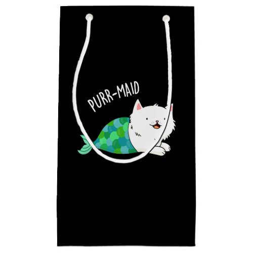 Purr_maid Funny Kitty Cat Mermaid Pun Dark BG Small Gift Bag