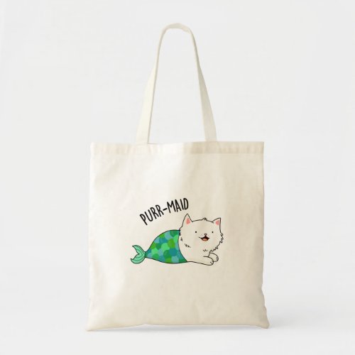 Purr_maid Funny Kitty Cat Mermaid Pun Tote Bag