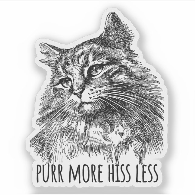 Purr More Hiss Less Pretty Kitty Sticker (Front)