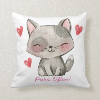 Purr Often Cat Throw Pillow by StayAtHomeCatMom at Zazzle