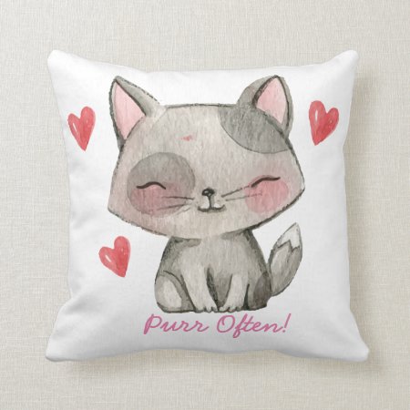 Purr Often Cat Throw Pillow