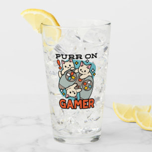 Purr On Gamer - Cute Cat Gaming Design Glass