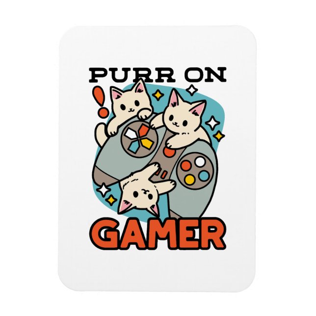 Purr On Gamer - Cute Cat Gaming Design Magnet (Vertical)