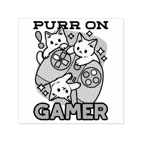 Purr On Gamer _ Cute Cat Gaming Design Self_inking Stamp