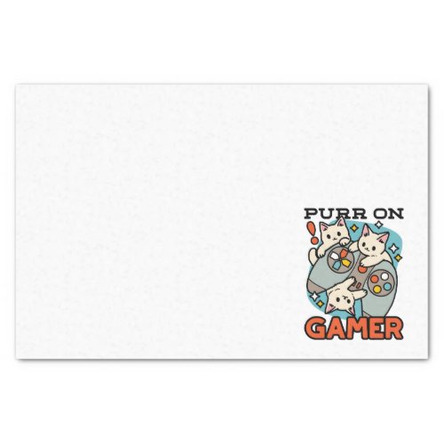 Purr On Gamer _ Cute Cat Gaming Design Tissue Paper