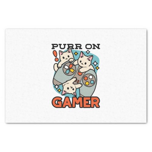 Purr On Gamer _ Cute Cat Gaming Design Tissue Paper