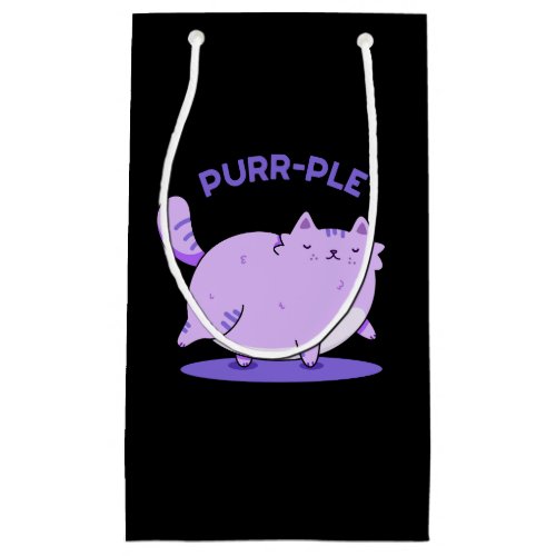Purr_ple Funny Fat Kitty Cat Pun Dark BG Small Gift Bag