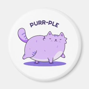 Purr-ple Funny Fat Kitty Cat Pun  Magnet