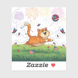 Purr-suit of Happiness – 4th of July Cat Sticker