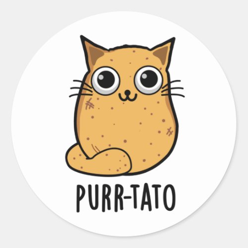 Purr_tato Funny Cat Potato Pun  Classic Round Sticker