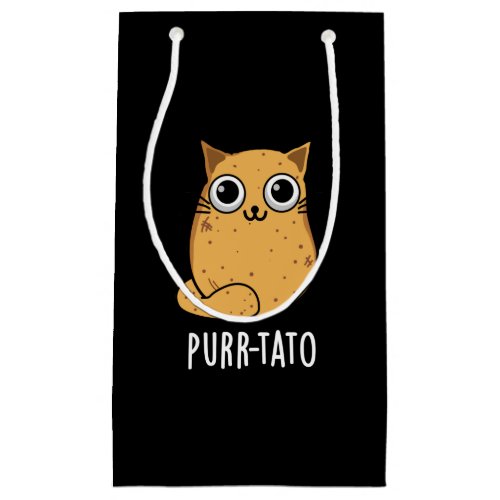 Purr_tato Funny Cat Potato Pun Dark BG Small Gift Bag
