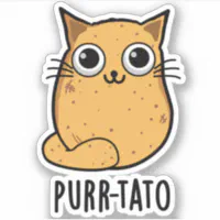 Purr-tato Funny Cat Potato Pun Sticker