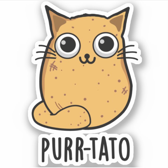Purr-tato Funny Cat Potato Pun  Sticker (Front)