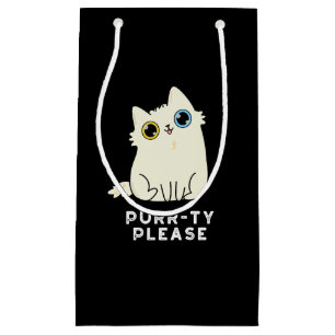 Purr-ty Please Funny Kitty Cat Pun Dark BG Small Gift Bag