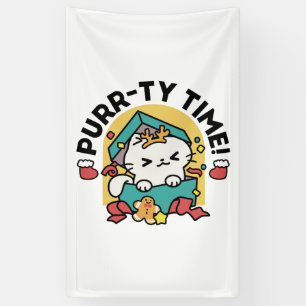 Purr-ty Time! - Festive Cat Christmas Design Banner