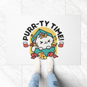 Purr-ty Time! - Festive Cat Christmas Design Doormat