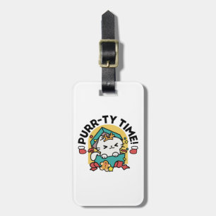 Purr-ty Time! - Festive Cat Christmas Design Luggage Tag