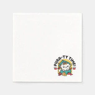 Purr-ty Time! - Festive Cat Christmas Design Napkins