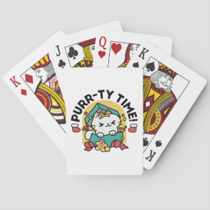Purr-ty Time! - Festive Cat Christmas Design Poker Cards