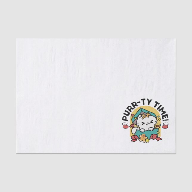Purr-ty Time! - Festive Cat Christmas Design Tissue Paper (Front)
