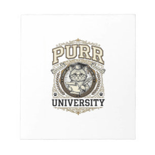 Purr University Cat Fake University Academy Vintag Notepad
