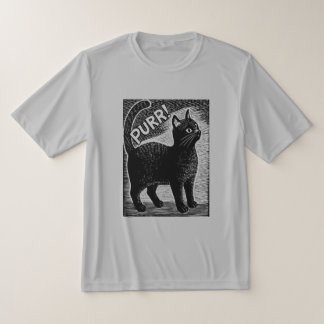 PURR! Vintage Black Cat Woodcut Style T-Shirt
