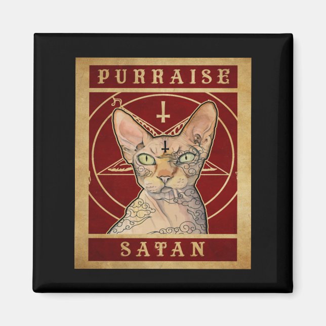 Purraise Satan Sphynx Cat Magnet (Front)