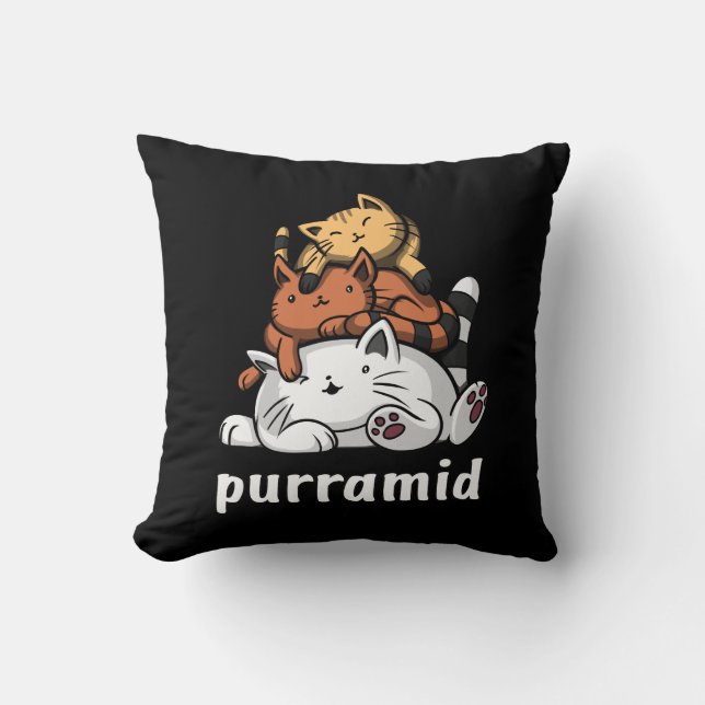 Purramid Cat Pyramids Cute Kitten Throw Pillow (Front)