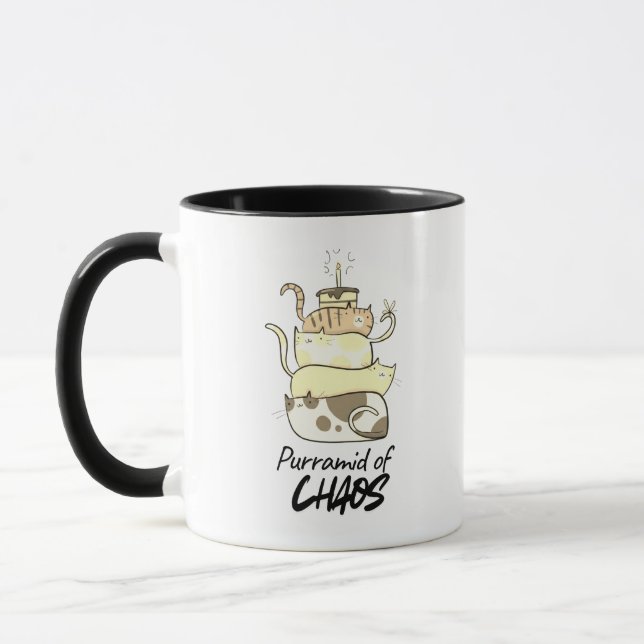Purramid of Chaos Funny Cat Pun Art Mug (Left)