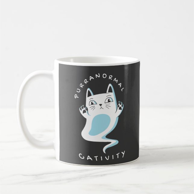 PURRANORMAL CATIVITY HALLOWEEN CAT LOVER SPOOKY  COFFEE MUG (Left)