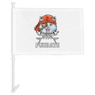 Purrate - Cute Pirate Cat Funny Car Flag