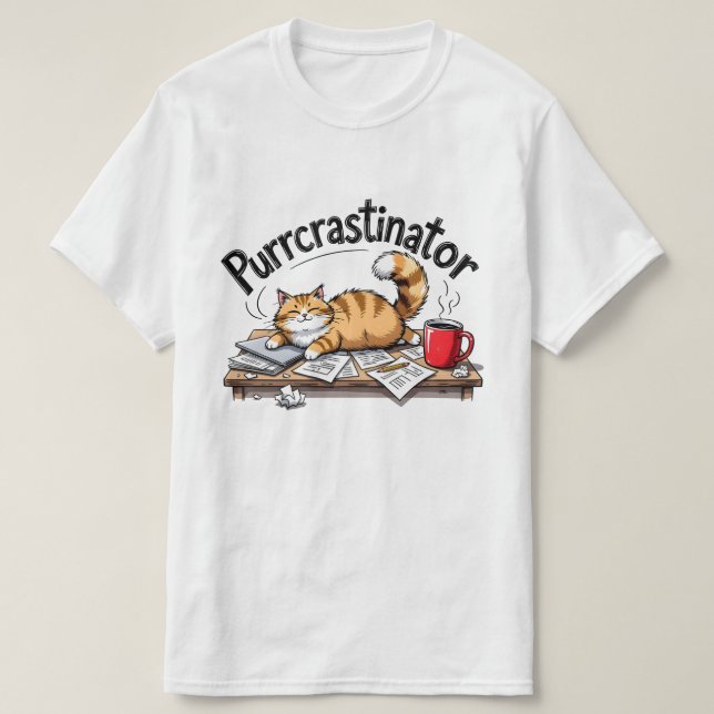 Purrcrastinator T-shirt (Design Front)