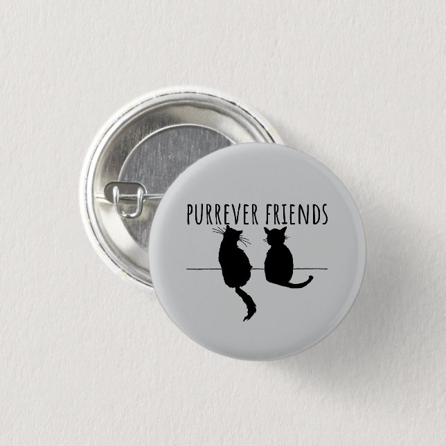Purrever Friends Cute Cat Best Friends Button (Front & Back)