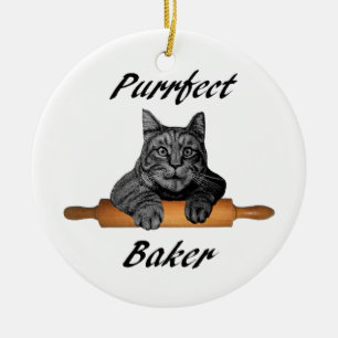Purrfect Baker Cat Gifts crazy cat lady Ceramic Ornament