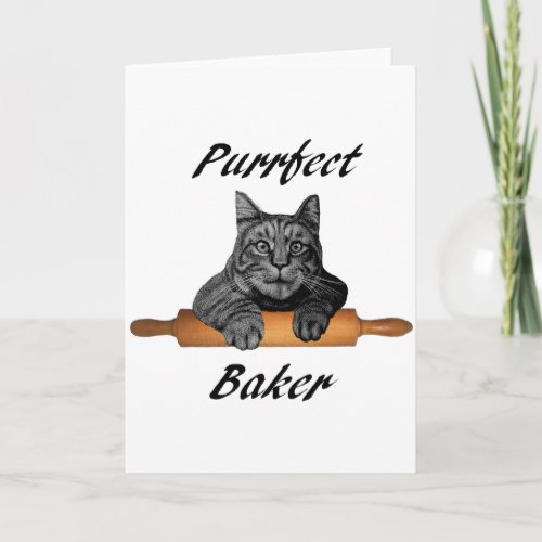Purrfect Baker Cat Gifts crazy cat lady Holiday Card