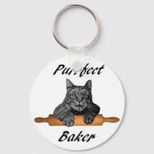 Purrfect Baker Cat Gifts crazy cat lady Keychain