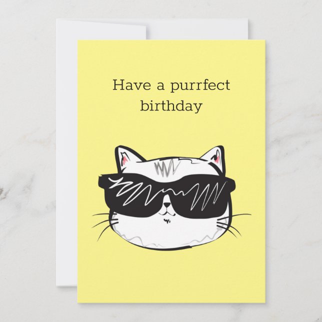 purrfect birthday card pun funny cat (Front)